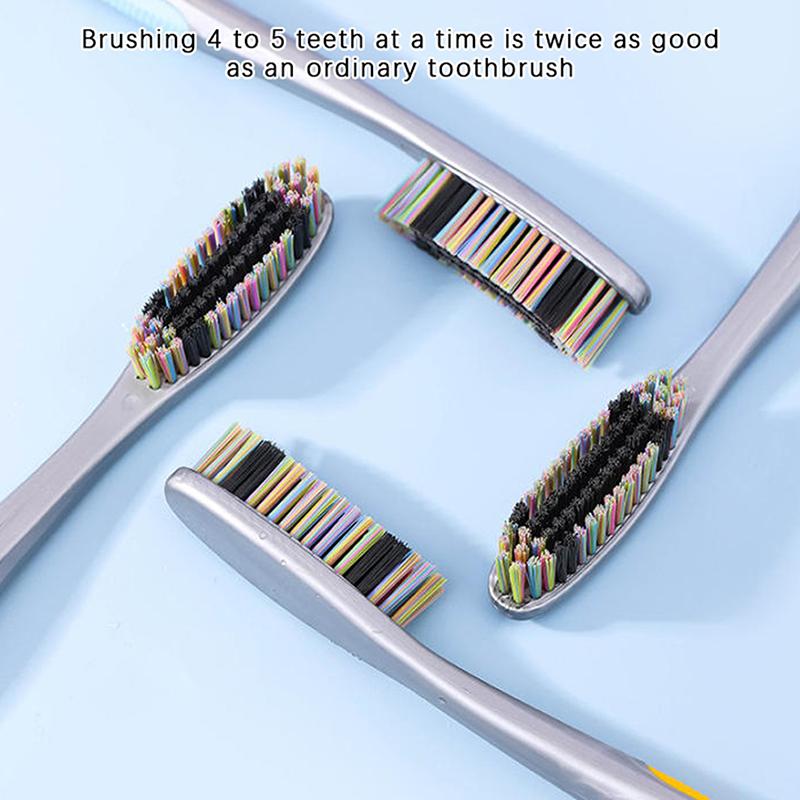 1/5 buc Periuță de dinți cu peri cu cap mare Adult Anti-alunecare Design lat Curățare orală profundă Îndepărtarea petelor de pe dinți și a petelor de fum
