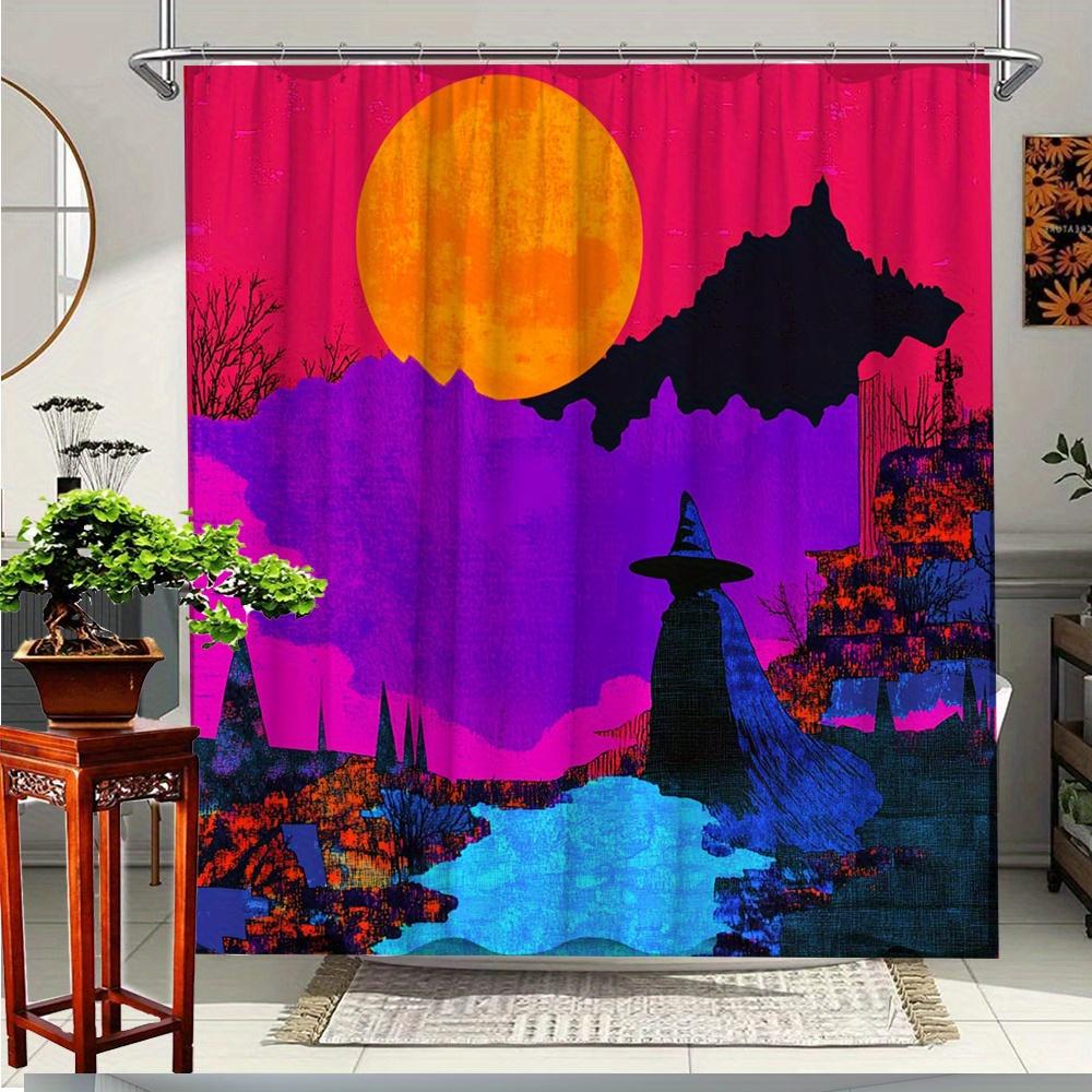 

1Pc Halloween Witch Scenic Bath Curtain, Colorful Polyester Fabric, Bathroom Decor, Bathtub Partition Shower Curtain, W60H190(CM)-1 Pcs
