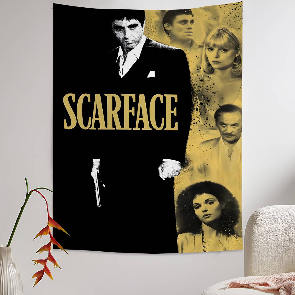 Movie SScarfaceS Cartoon Tapestry Art Science Fiction Room Home Decor Wall Hanging Sheets
