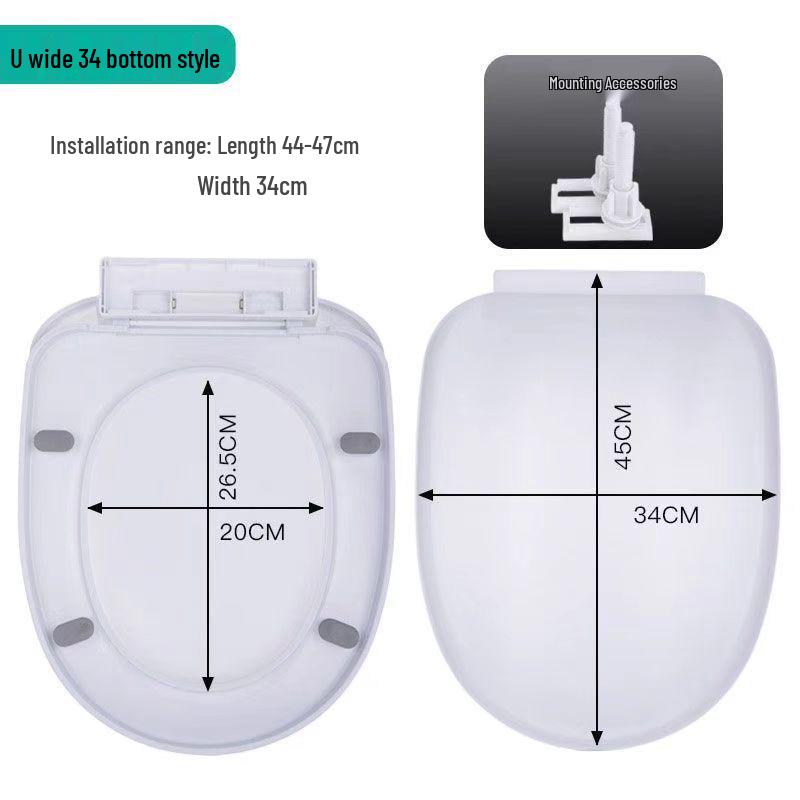 Universal Thickened UV Slow-Close Toilet Seat Cover with Quick Release for Home Use