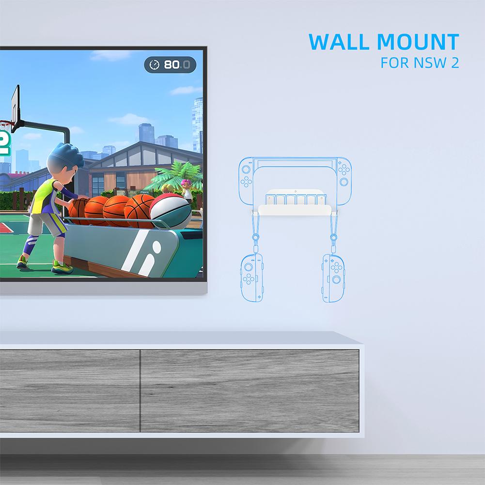 Game Console Wall Mount Host Stand for Nintendo for Switch 2/Switch/Switch OLED Host Storage Rack Metal Wall Mount Wall Stand