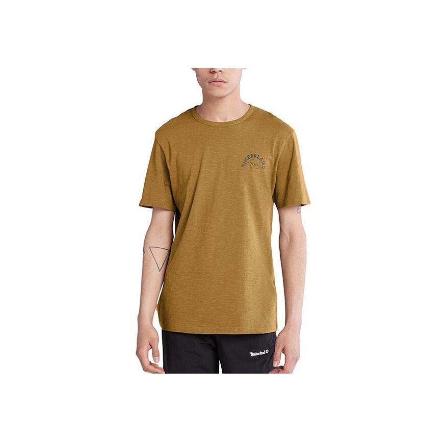 Timberland Back Letter Pattern Printed American Vintage Crew Neck Short Sleeve T-Shirt Men Tops Wheat A27DK-P47