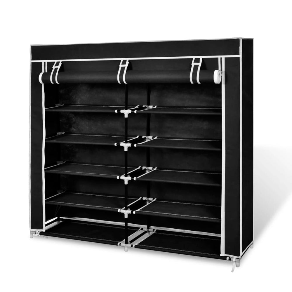 Armoire à chaussures avec housse 115 x 28 x 110cm Tissu