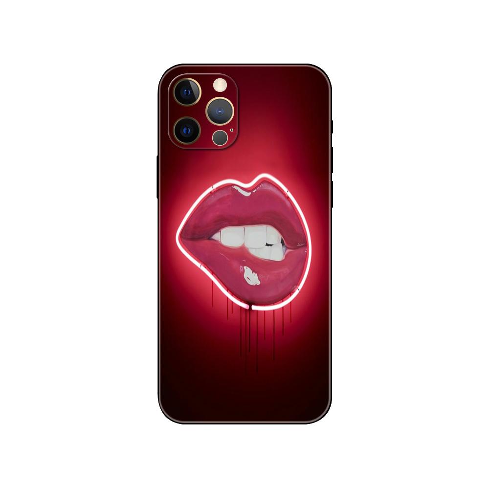 Handyhülle mit Neonmusterdruck für iPhone 5 5s 2020se 6 6s 7 8 plus x 10 XR XS 11 12 13 mini pro MAX schwarze TPU-Rückseite