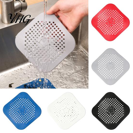 Anti Odor Drain Seal 2PCS Square Cover for Shower Floor, TPR Hair Catcher Filter Stopper, Detachable Deodorizer Pad Bathroom Kitchen And Laundry Room
