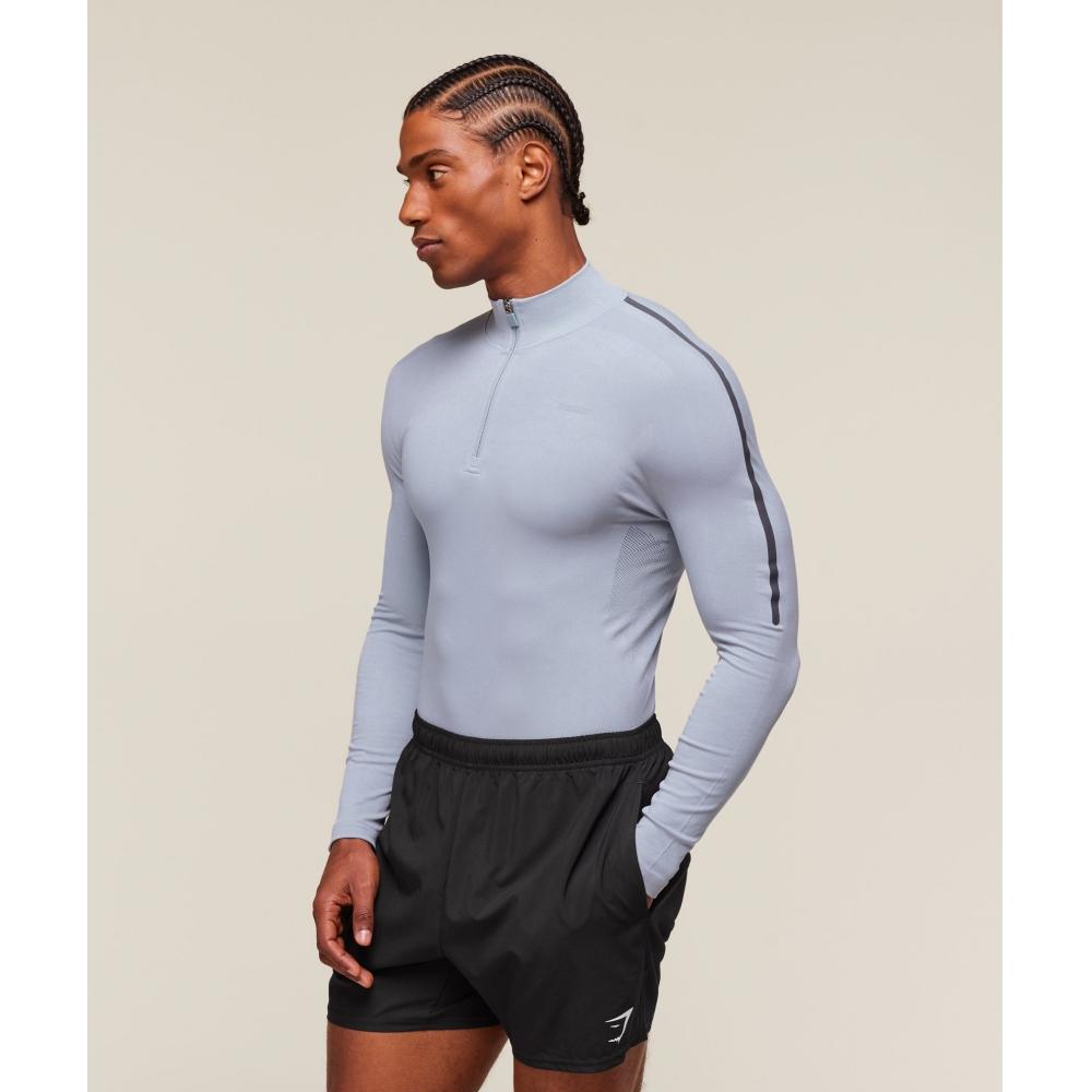 Gymshark Everywear Warp Knit 1/4-Reißverschluss Hellblau A1c3h Uc53