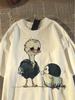 2025 Japanese Retro Duck Print Unisex Cotton T-shirt - Loose Fit, Short Sleeve