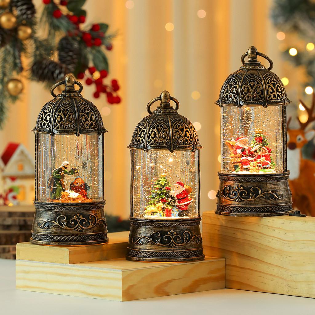 Christmas Music Box Golden Bird Cage Ornament With Santa Claus And Snowman Decor For Holiday Gift