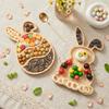With Compartments Bunny Snack Serving Tray Wooden Pallet Practical Easter Egg Shape Tray  Jewelry