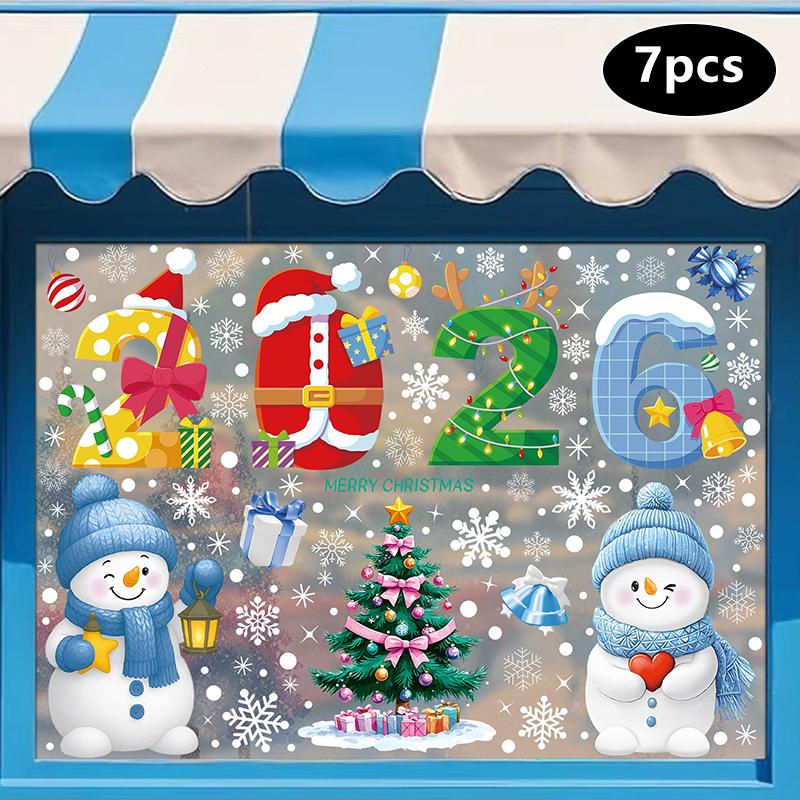 Creative Christmas Decorations, Electrostatic Stickers, Shop Window Decorations, Christmas Decorative Glass Stickers