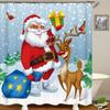 Curtain Christmas Shower With Hook Waterproof Bathroom Decoration Santa Claus