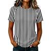 Maglione da Donna a Maniche Corte Raglan con Collo a Strisce Stampa Casual Estiva alla Moda Blusa Tunica Top per Outfit Quotidiano da Donna