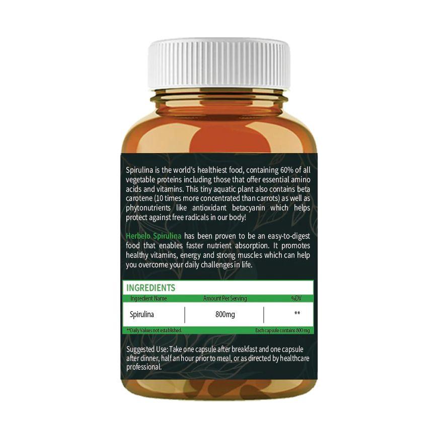 Спирулина (60 кап, 800 мг), Spirulina,  Herbelo Organics