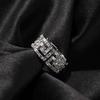 New Product Return-shaped Square Zirconium Ring Male Creative Hollow Design Copper Inlaid Zircon Hip-hop Ring