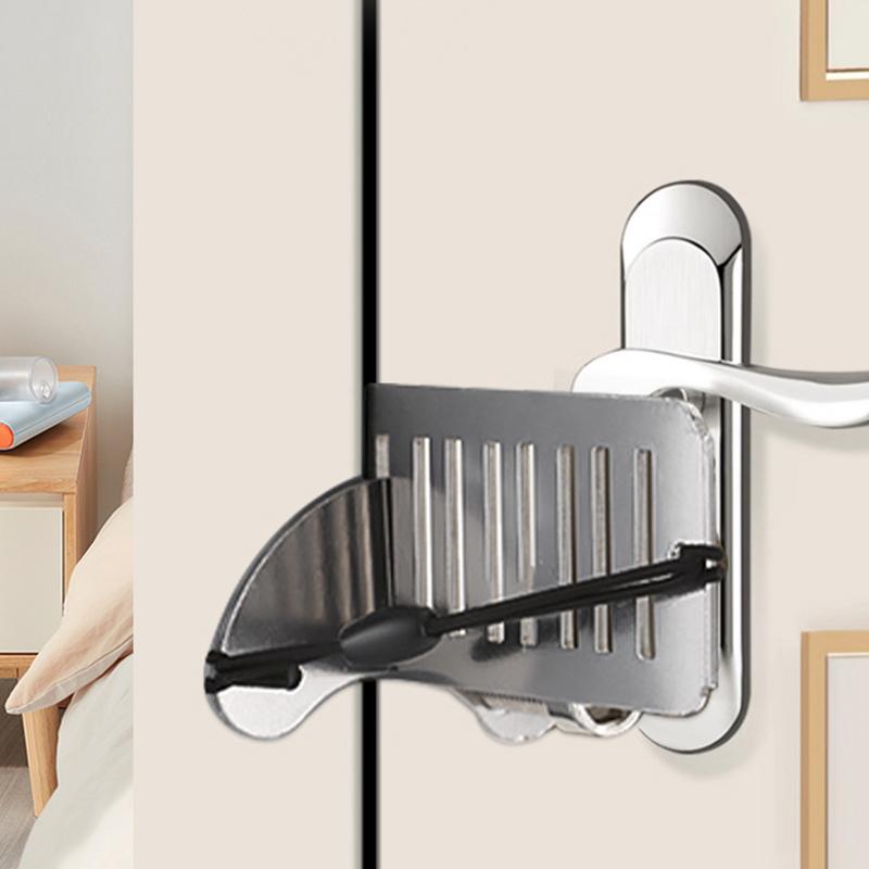 Portable Door Lock Punch-Free Security Door Locker Safety Latch Metal Lock Home Room Hotel Travel Anti Theft Door Stopper Tool