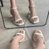 Fashion Waterproof High Heel Shoes Women's Summer New Style Thick Platform Sandals Hot Pink Fashionable Versatile Rubber Sole Shoes