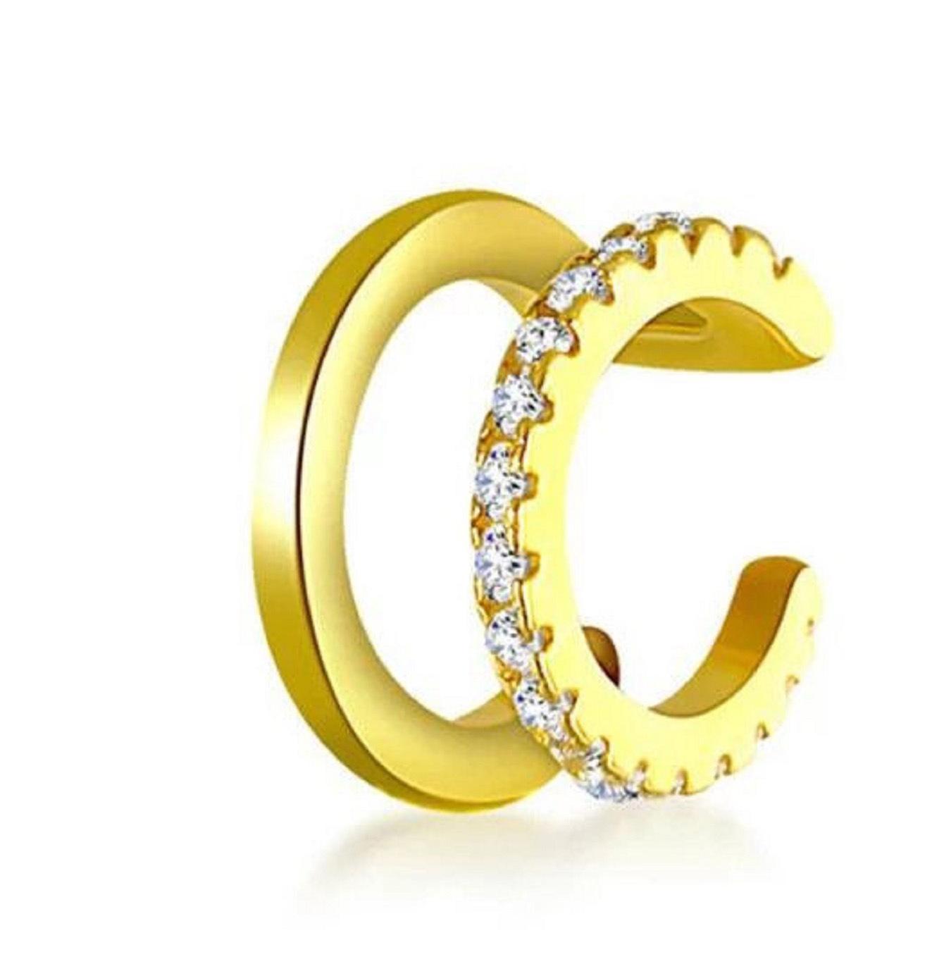 

European and American hot-selling simple line diamond-encrusted earbone clip personalized double-layer u-shaped earless earclip earrings 1-piece set