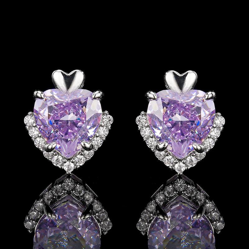 Jewelry Jewelry Set High Carbon Diamond Earrings Necklace Ring Heart Shape Design Fashion Women'S Jewelry Goods