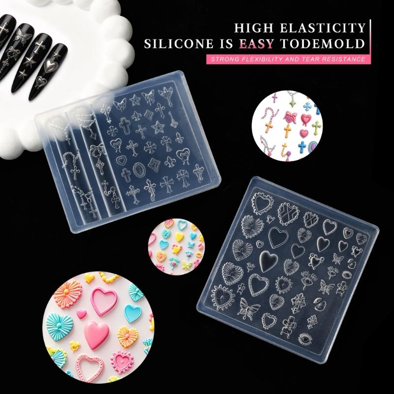 13Pcs 3D Relief Nail Art Molds With Jades Patterns Highly Transparency Silicone For Professional Nail Design And DIY