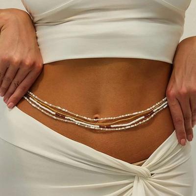 Ingemark 4Pcs/Set Boho Multilayer Summer Bikini Sexy Waist Belly Chain Women 2025 Faddish Rice Beads Body Chain Charm Jewelry