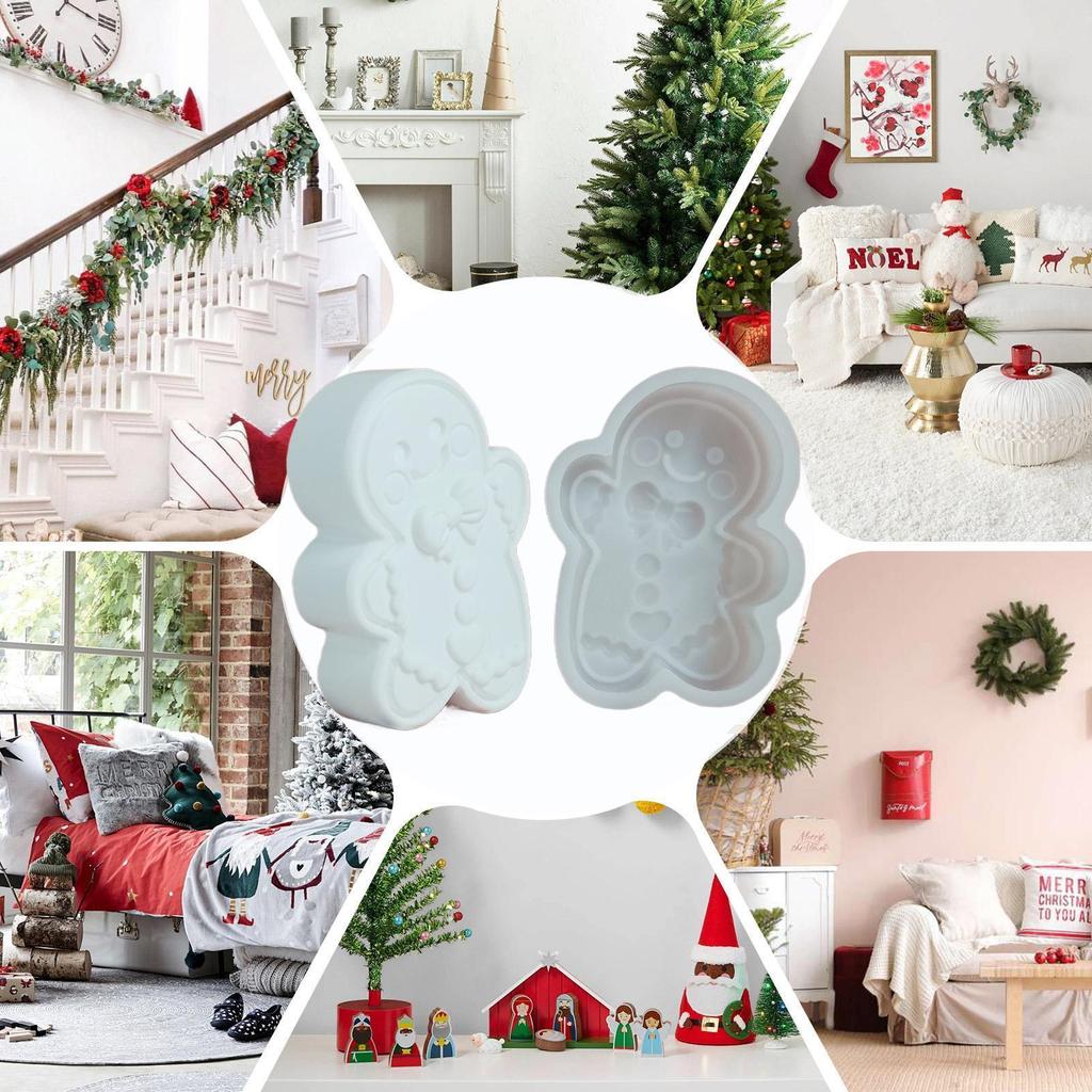 Christmas gingerbread man silicone molds DIY Cement Gypsum Mould Craft Supplies Christmas Decoration for Beginner