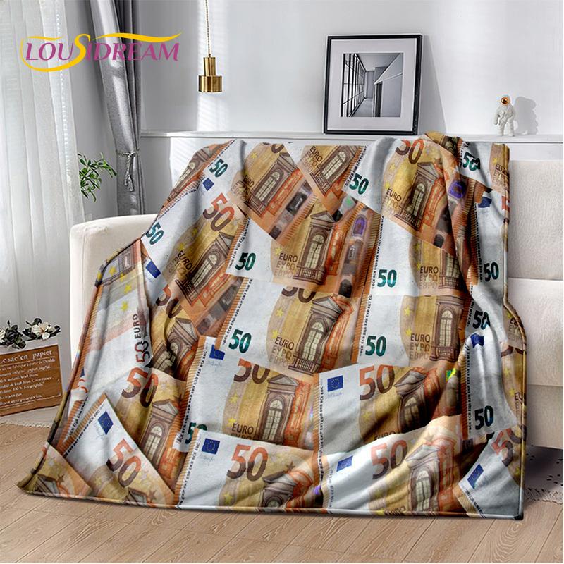 Zengin Dolar Euro Pound Para 3D Karikatür Battaniye, Yumuşak Atmak Battaniye Ev Yatak Odası Yatak Kanepe Piknik Ofis Seyahat Kapak Hediye Çocuk