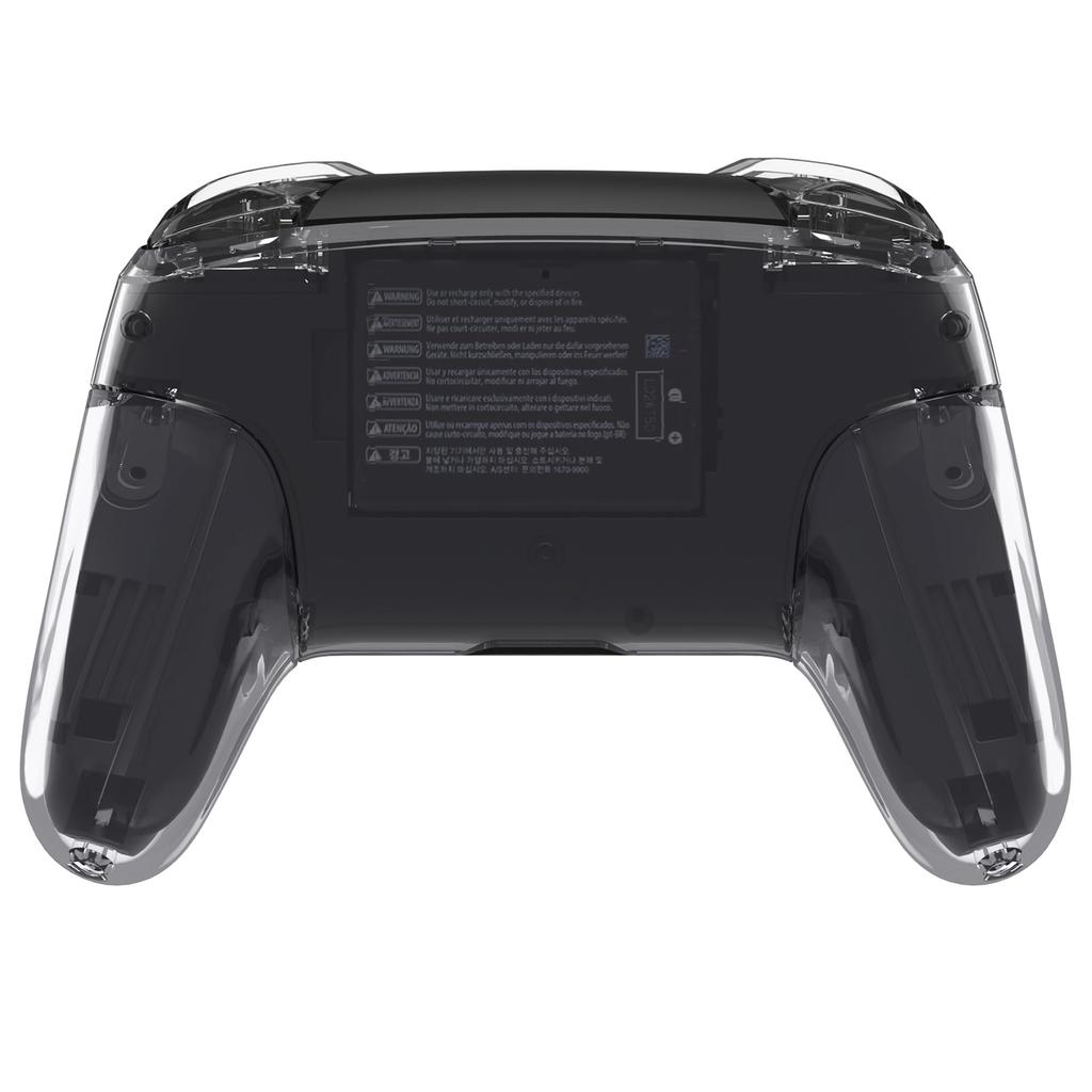 eXtremeRate Switch Pro Controller Faceplate Backplate Clear DIY Replacement Grip Housing Case Cover for Switch Pro Controller Clear Handle, -
