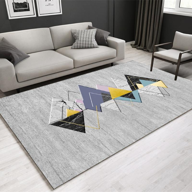 Pink Geometric Carpet Colorful Triangular Anti Slip Carpet Modern Simple and Versatile Pattern Floor Mat Home Decoration