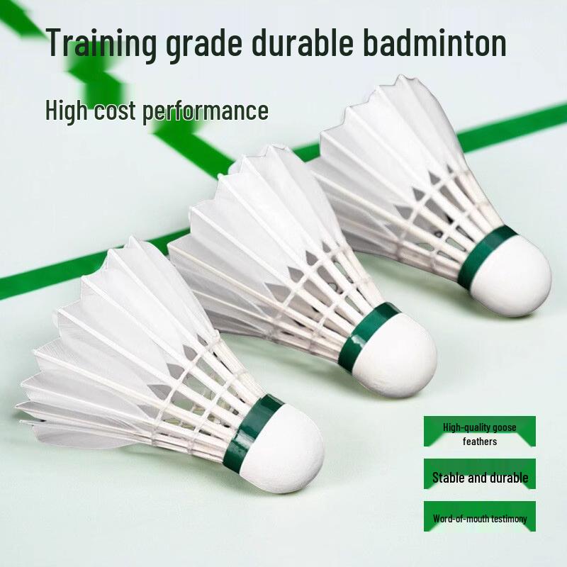 12-Piece Durable Goose Feather Wind-Resistant Badminton Shuttlecocks for Competition and Training