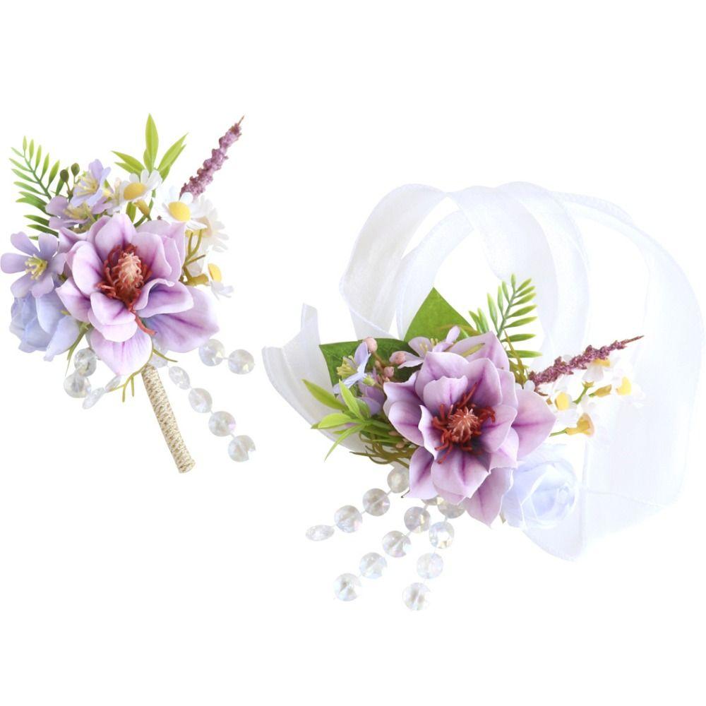 Artificial Flower Bridal Corsage Magnolia Wrist Corsage  Wedding Accessories