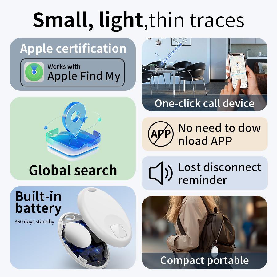Bluetooth GPS Tracker Airtag for iOS Find My Anti-Lose Reminder Tracking Device Key Finder Kid Wallet Car Pets Locator Smart Tag