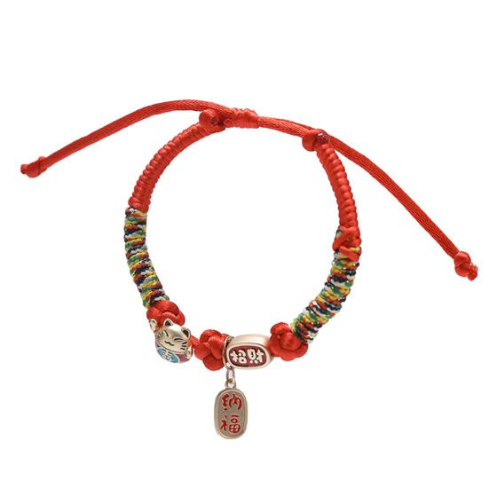 

Ошейник для питомца Декор в виде благоприятного кота удачи Ручной работы Плетеный Регулируемый Маленький Ошейник для собаки Щенка Кошки для Фотографии красный