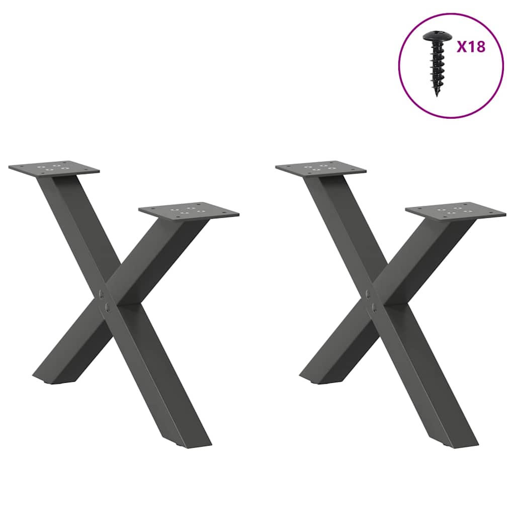 vidaXL Couchtischbeine X-Form 2 Stk. Anthrazit 60x(30-31) cm Stahl