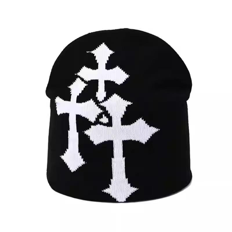 1 Stück Neue Jahrtausend Kreuz Hacquard Strickmütze Herbst Winter Warm Halten Beliebte Hip Hop Beanie Street Fashion Outdoor Kälte Kappe