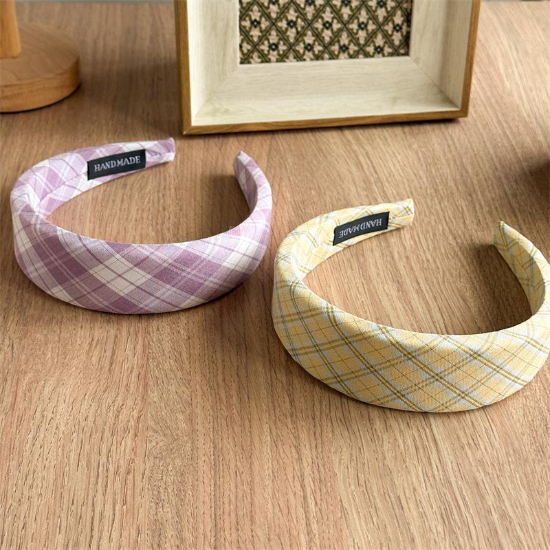 Preppy Style Tartan Plaid Headband Multi Color Checked Hair Hoop Classic Student Hairband For Back To School Season