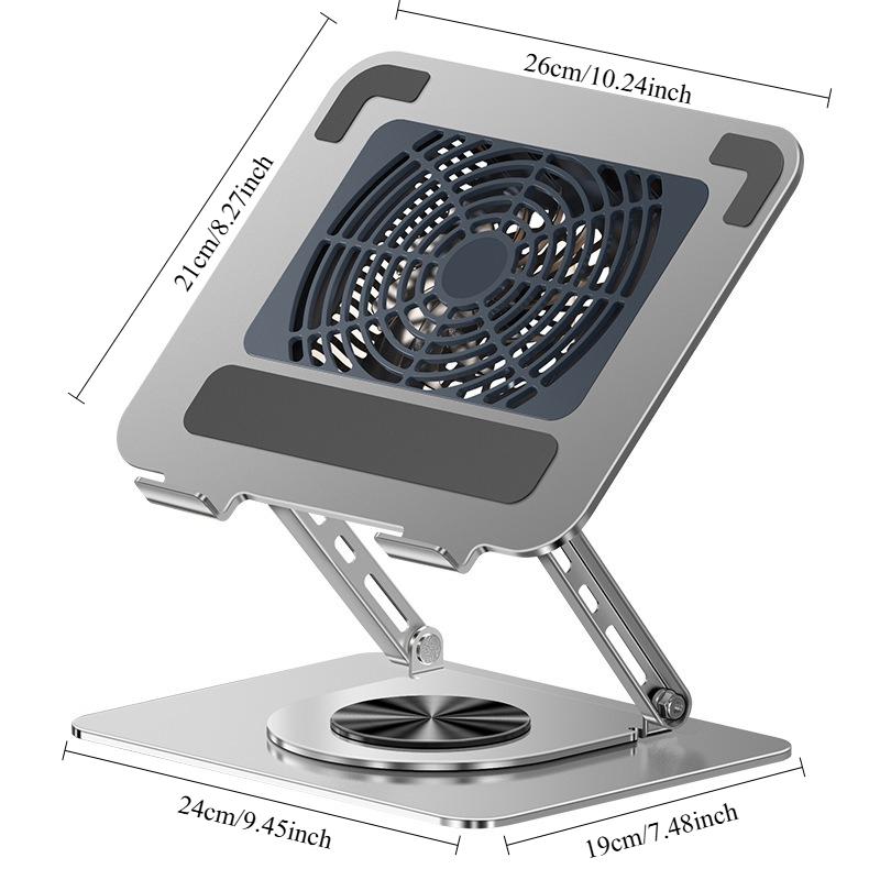 Rotating Laptop Cooling Rack with Fan, Elevated Cooling Base for Tablet, Suitable for Laptop and Tablet Stands