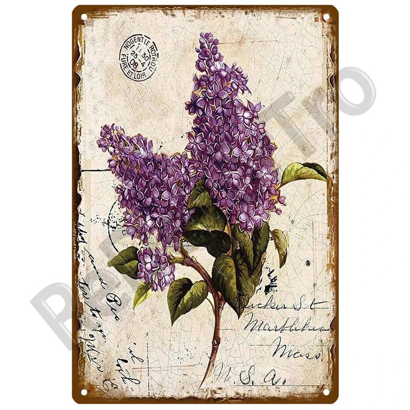 Flower Tin Sign Poster Garden Vintage Wall Poster Metal Sign Decorative Wall Plate Retro Plaque Metal Vintage Decor Accessories