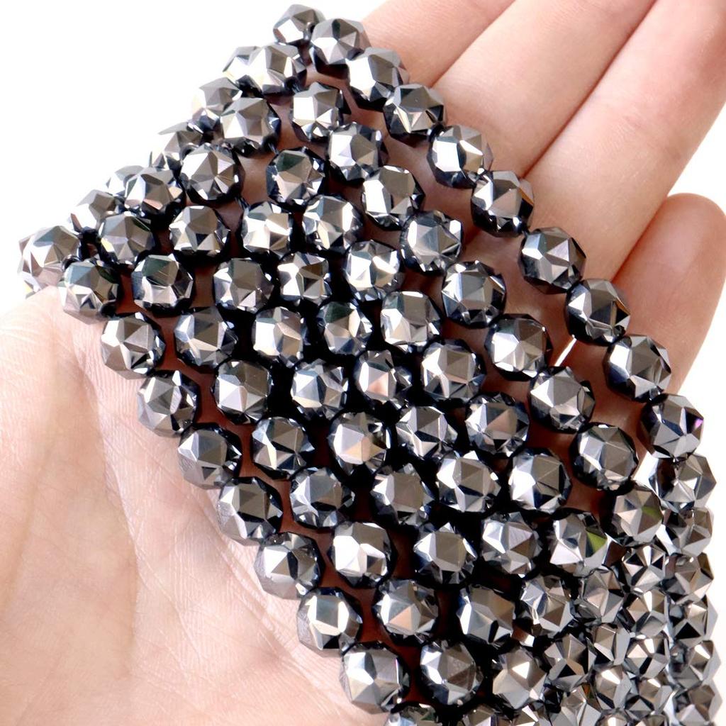 [GOLD STONE] Terahertz Ore Star Cut Beads, 40cm Long, Multi-Faceted, Handmade Accessories, Sold In Strands, 8mm