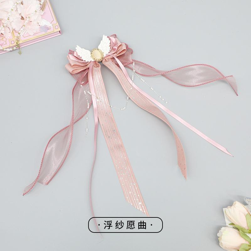 

Olita hairpin yarn with gorgeous lotus root pink edge clip opal accessories small handmade bow yarn hairpin