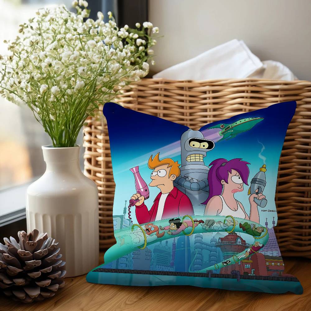 F-Футурама Аниме Кленовый Дизайн Наволочка Счастливый Осенний Урожай Декор Праздничный Декор Наволочка 12x12Inch