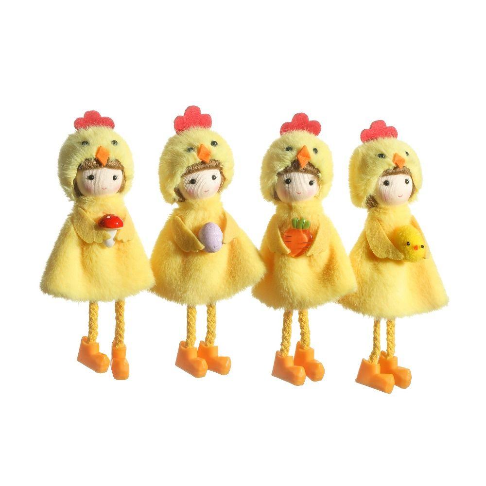 Cute Girl Hanging Ornament Yellow Happy Easter Decorations Easter Chicken Pendant  Party Favors