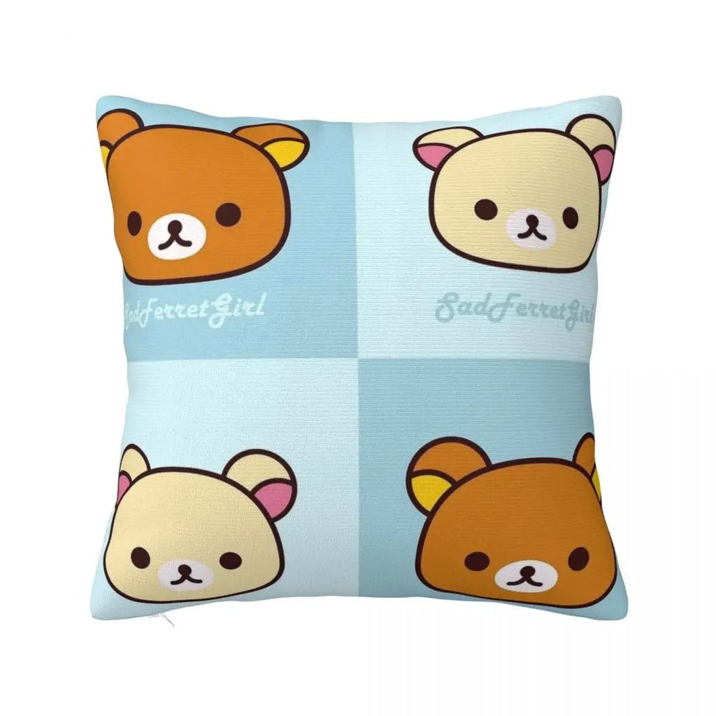 Rilakkuma Strawberries Square Pillow Case Polyester Cushions for Sofa Animal Bear Creative Cushion Covers