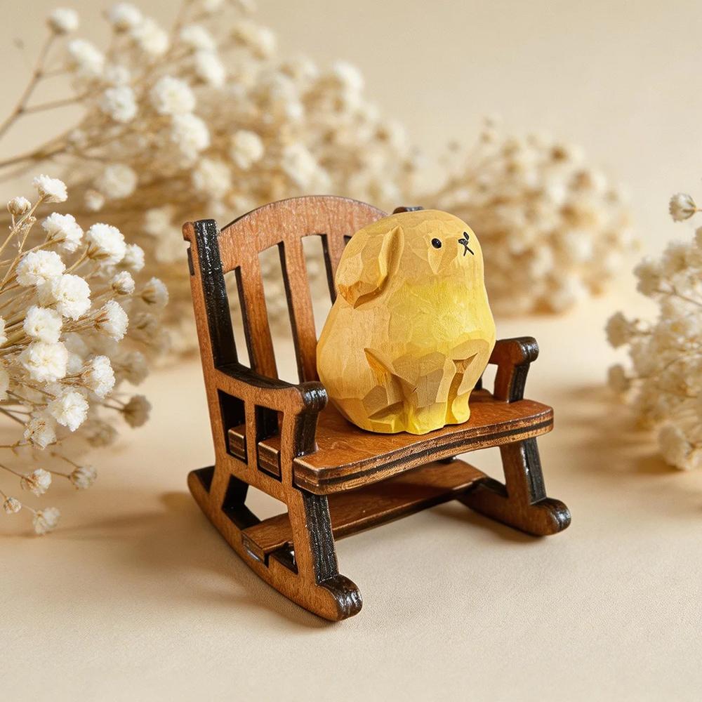 Hand Carved Wooden Golden Retriever Puppy Figurine Cute Dog Statue Ornament Home Desktop Wood Art Decor Gift for Dog Lovers