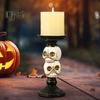 Skull Candlestick Halloween Decoration Resin Pillar Candle Holder Creepy Skull Candle Holder for 3 Inches Diameter Pillar Candle