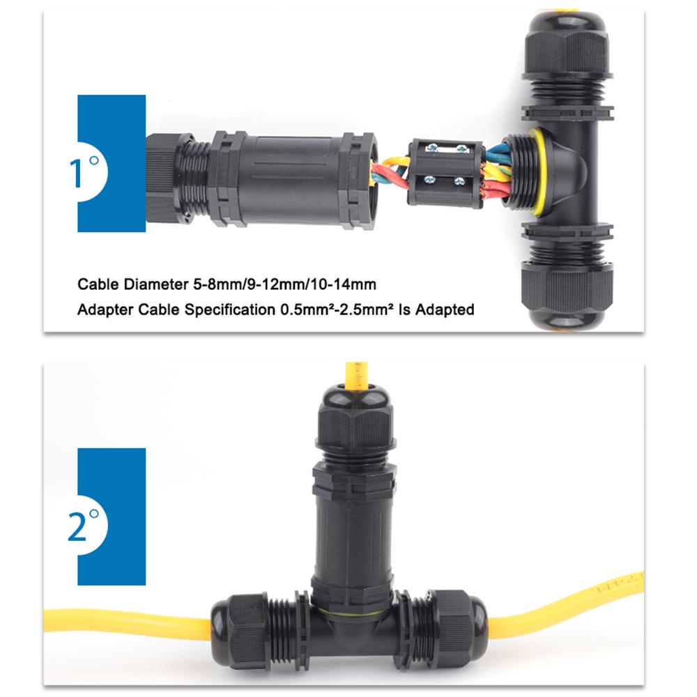 IP68 M25 3-Wege T-Form Outdoor-Verteilerdose 2/3/4/5 Pin Schraub-Spleißklemme für LED-Licht Garten Wasserdichter Kabelverbinder