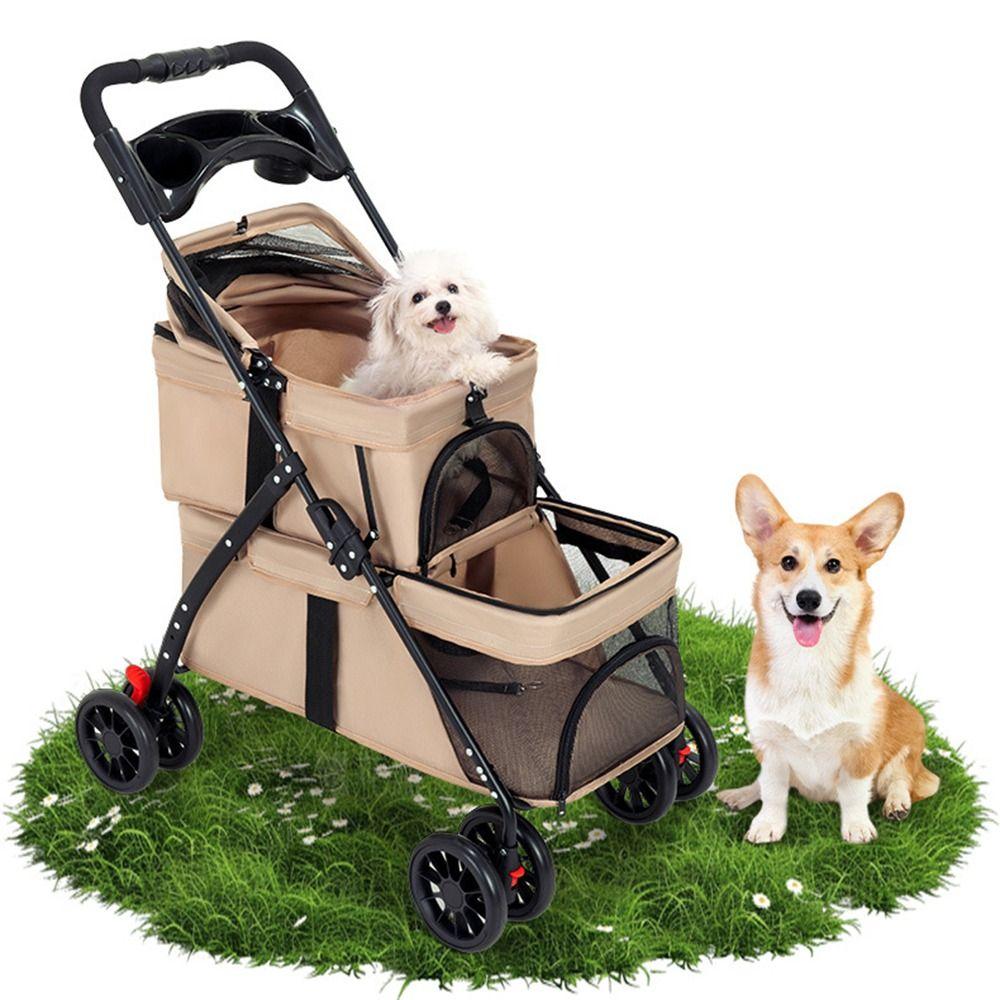 Foldable Double Pet Stroller with 2 Carriages Dog Stroller New Cat Strollers for Dogs and Cats