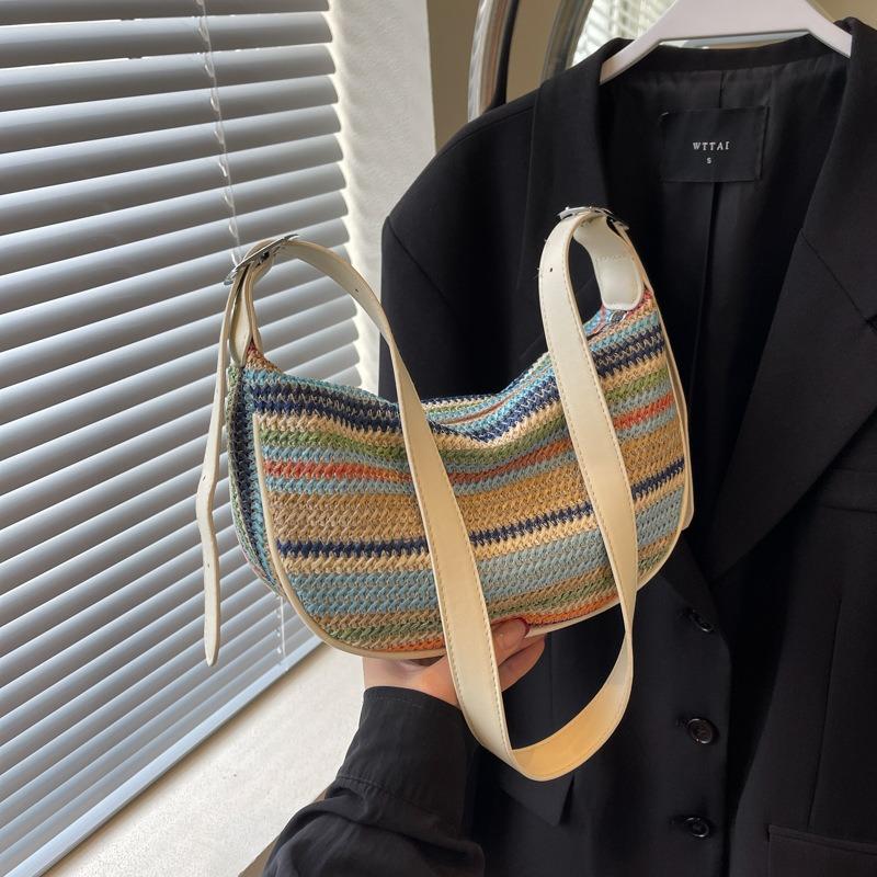 New Contrasting Colors Trendy Rainbow Dumpling Bag Fashionable Versatile Casual Messenger Bag Woven Shoulder Messenger Bag