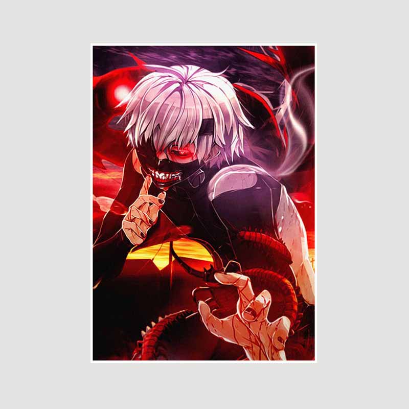 Bílý papír Plakáty a tisky Tokyo Ghoul Klasické japonské anime Nástěnné umění Malba Plakátová nástěnná malba Obrázek Manga Dárek pro fanoušky Pokojová dekorace Domácí dekorace