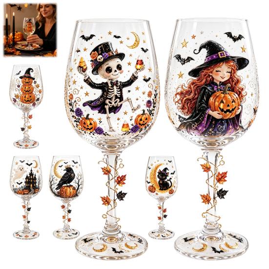 Unique Cup Halloween Wine Glass, Spooky Ghost Cat Witch Pumpkin Drinking Glass for Artistic Kitchen Drinkware Wines, Cocktails, Spirits, Holiday