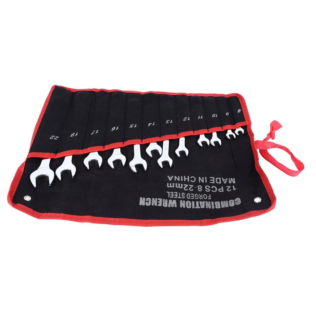 12Pcs Combination Wrench Set Box End Opening 2 Use Steel Auto Repair Hardware 8‑22mm